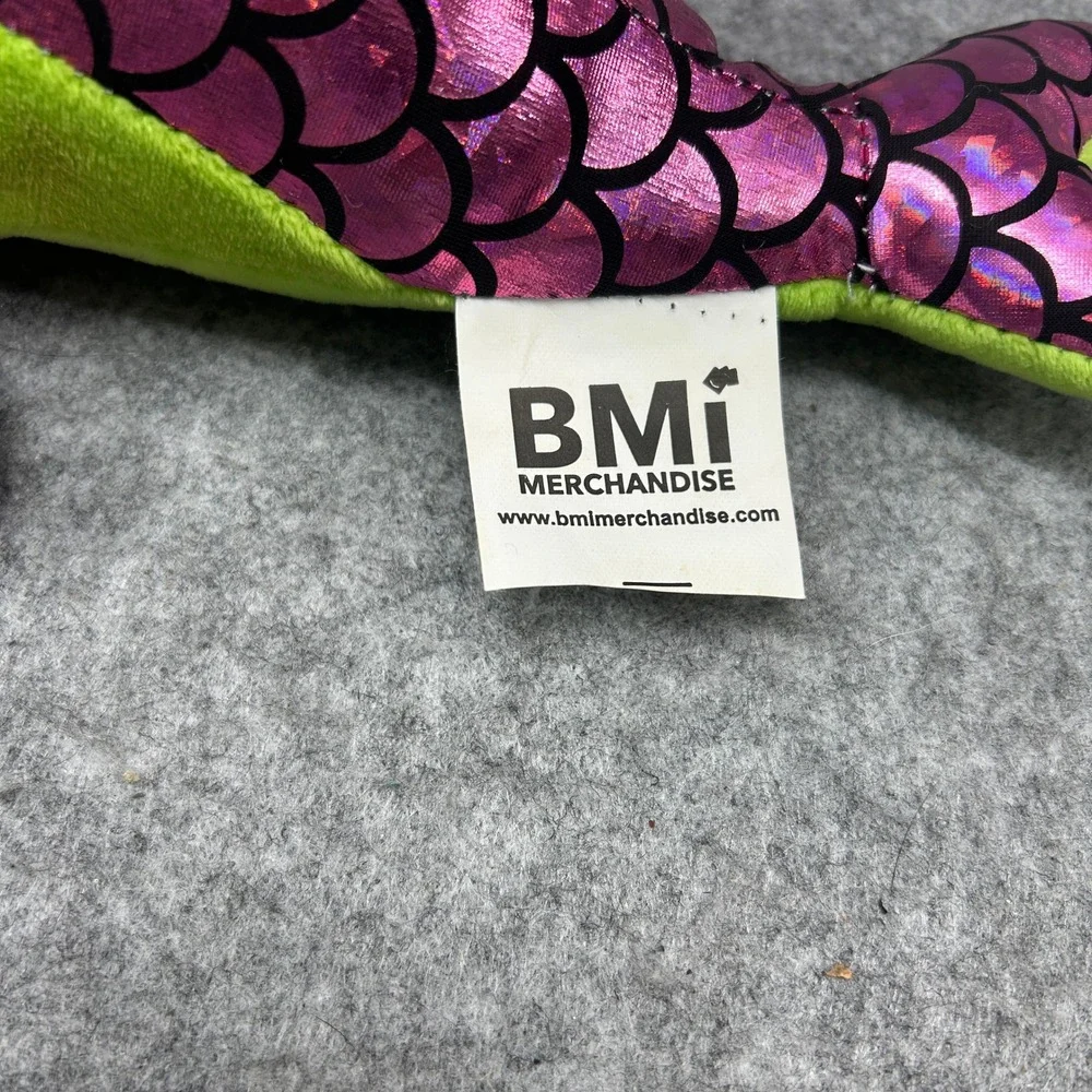 BMI Unisex Mermaid Scale Dolphin Plush Small Pink Green Metallic Foil